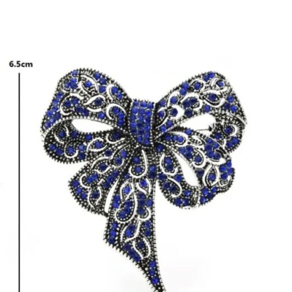 Vintage Red Holiday Gold Deco Classic Rhinestone Bow Large Bowknot Brooch Pin🎁 - Picture 3 of 3